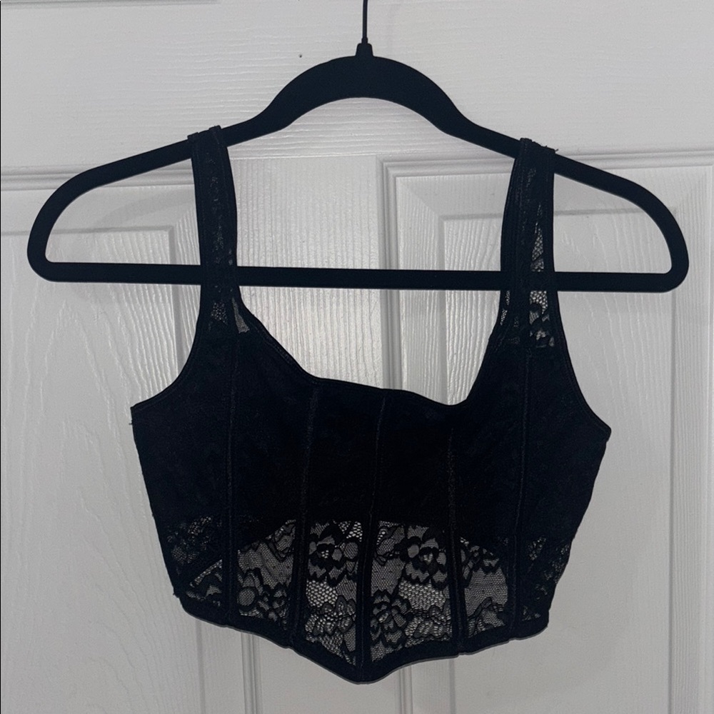 Black Lace Crop Top